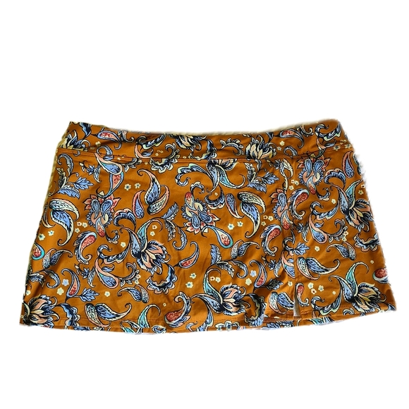 New Summer Garnet Hill Signature Swim Skirt in Brown Paisley Print Sz 10 - Picture 1 of 12
